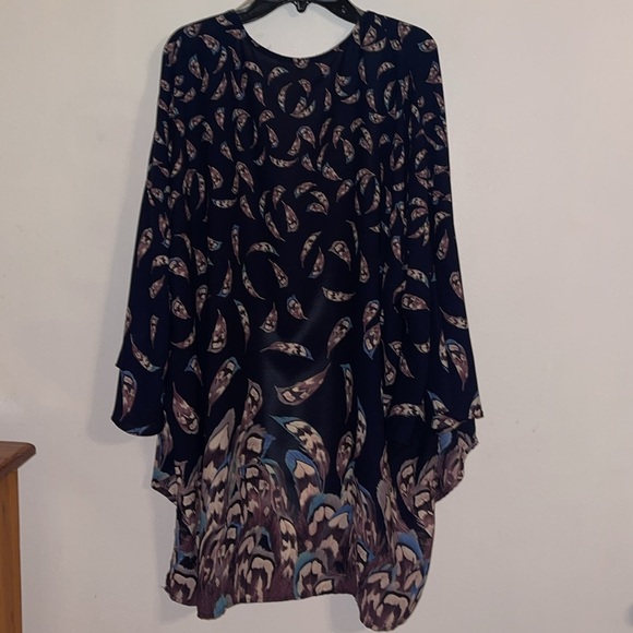 🌹Peach Love Flowing Feather Print open kimono - Picture 6 of 8